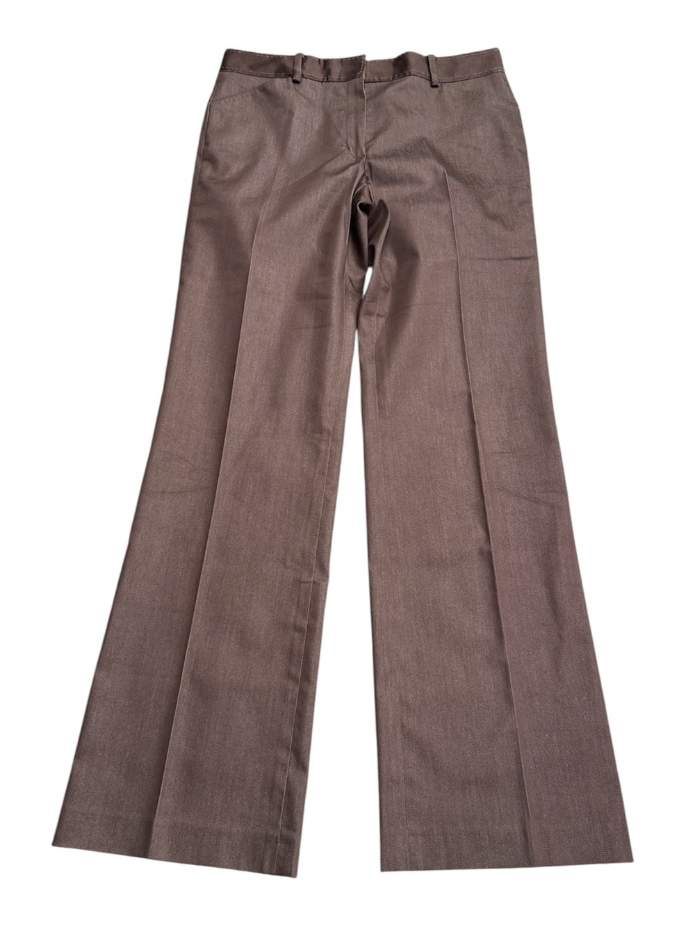 T Tahari Rich Chocolate Brown Cotton Blend Mid Rise Wide Leg Pants Trouser (4)